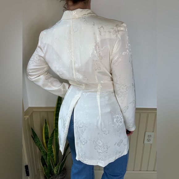 Vintage Ivory Brocade Blazer M/L Coquette Bridal Cottagecore Puff Sleeve ILGWU - Picture 7 of 16
